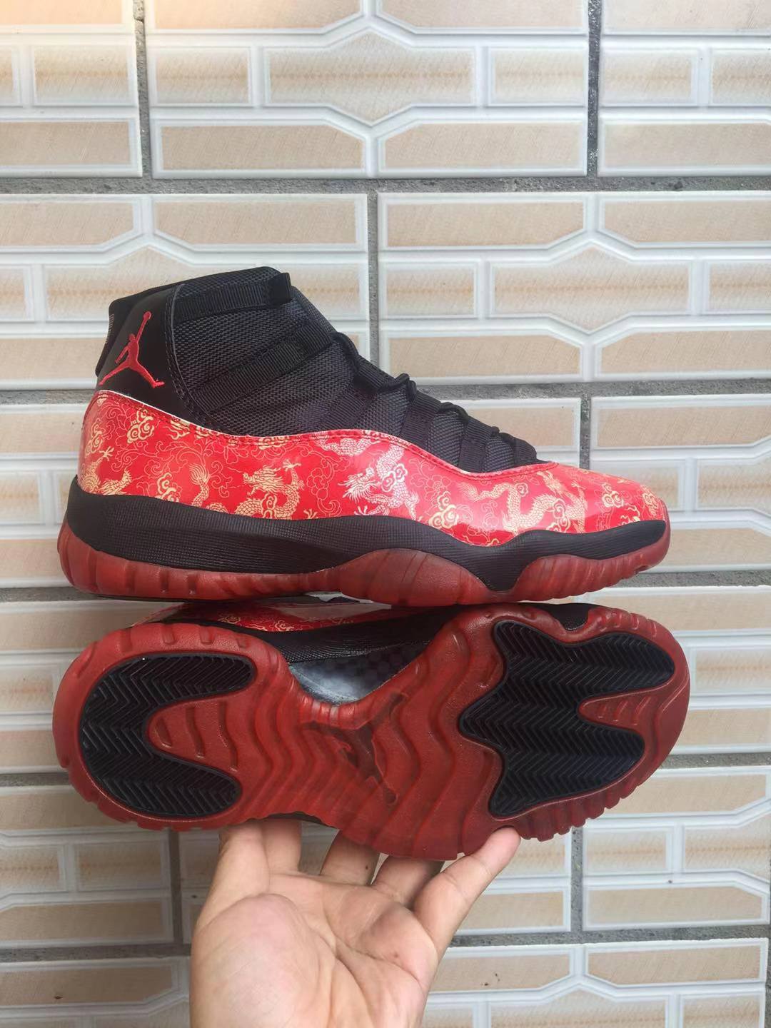 New Air Jordan 11 Red Dragon Black Shoes - Click Image to Close